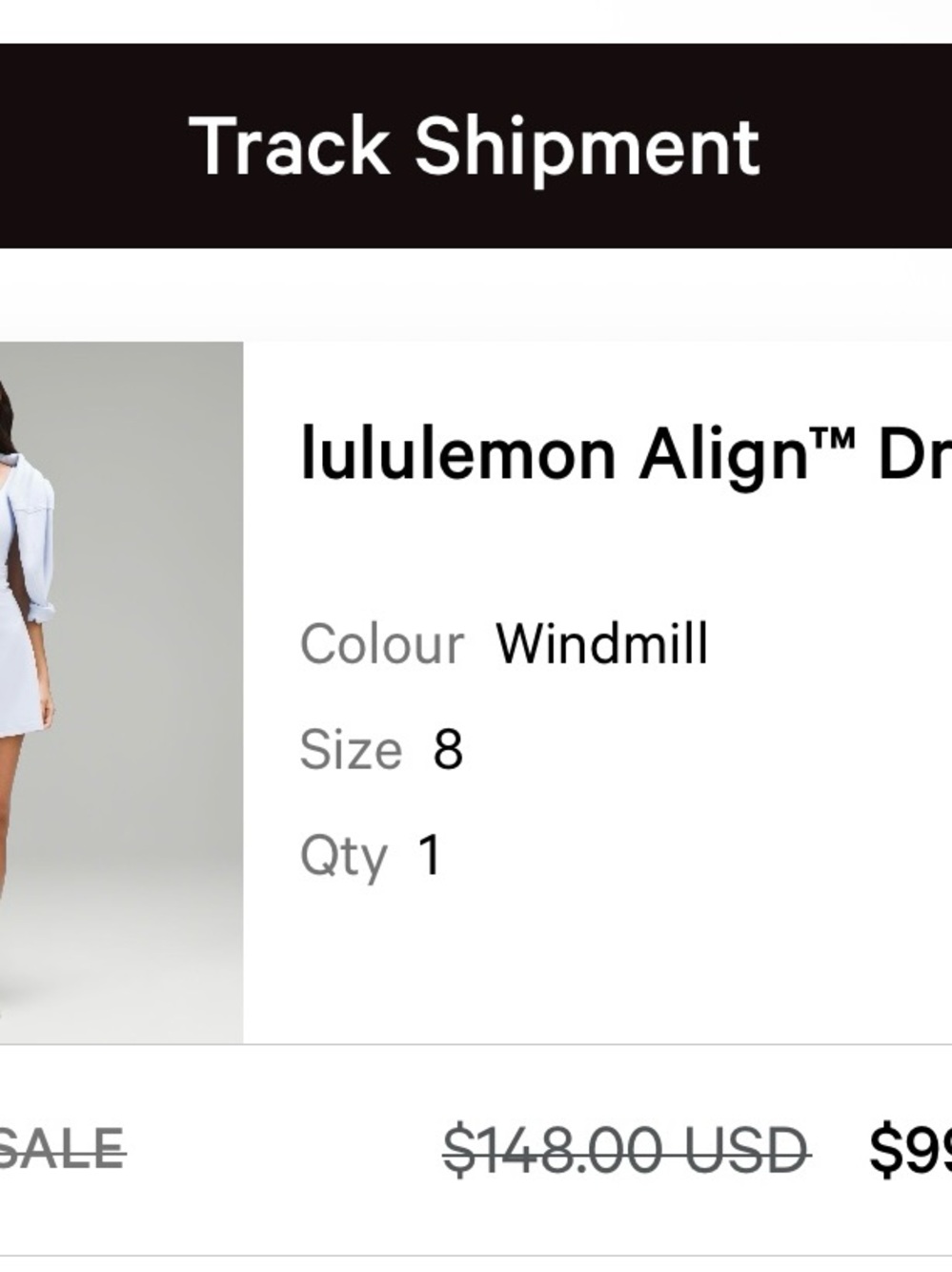 Lululemon Align dress with shorts, Windmill, Size 8 - Picture 6 of 6
